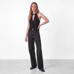 Jeans Basico Black Wide Leg Mujer 42