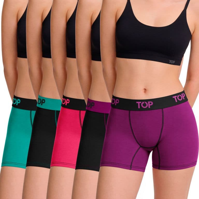 Pack De 5 Calzones Boxer Algodon Mujer Morado L