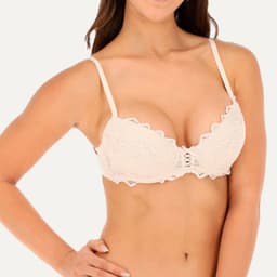 Sosten Doble Push Up Copas Con Encaje Mujer Beige 32B