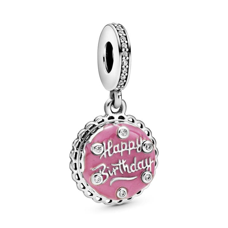 Charm Tarta De Cumpleanos Rosa De Plata Mujer Plateado