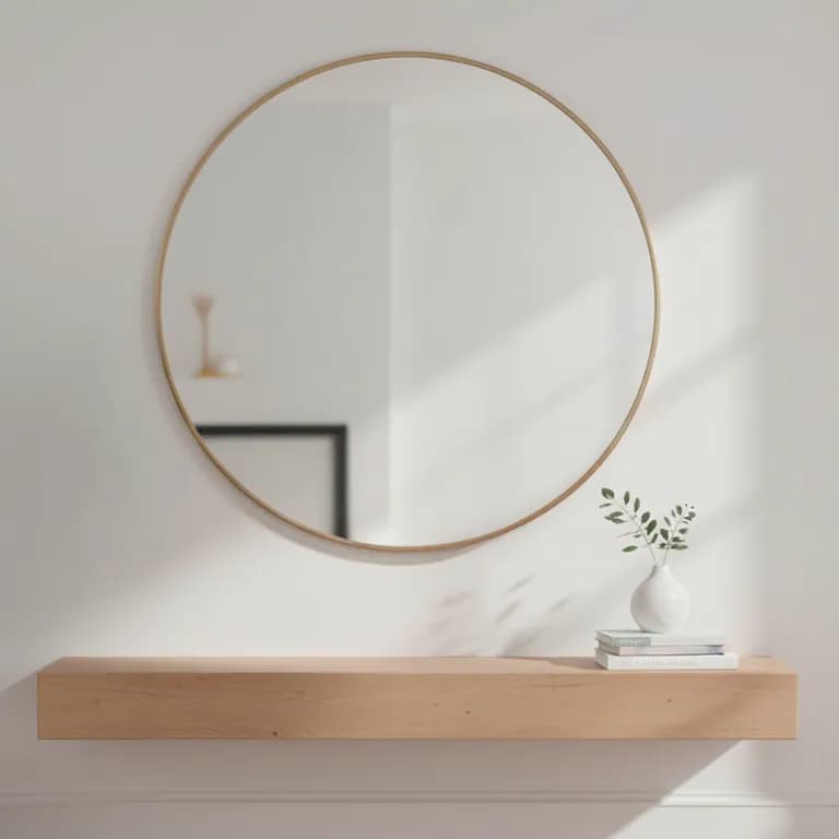Espejo De Pared Redondo Decorativo Dorado 70 CM