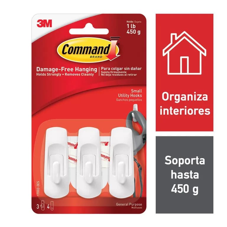 Gancho Uso General Pequeno Blanco 3 unidades