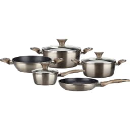 Bateria de Cocina 8 Piezas Aluminio Champagne Cafe