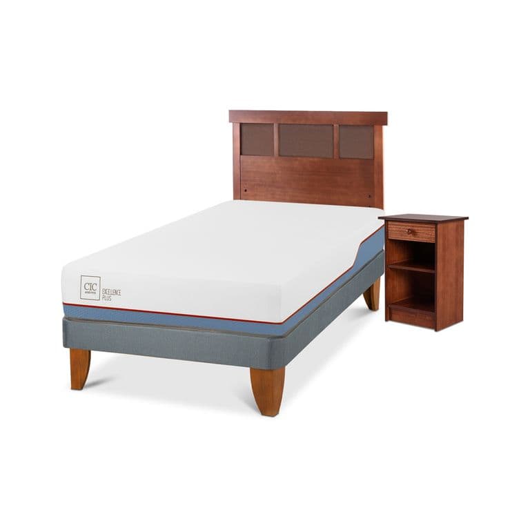 Cama Europea Excellence Plus 1.5 Plazas + Muebles