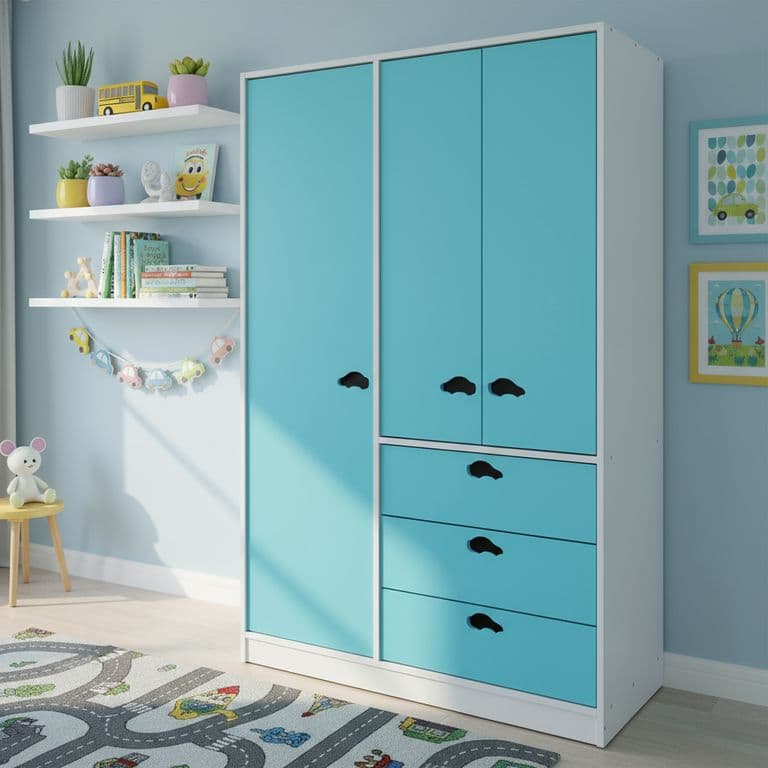 Closet Auto 3 Puerta(s) 3 Cajon(es) 5 Repisa(s) 100x180x45 cm Celeste