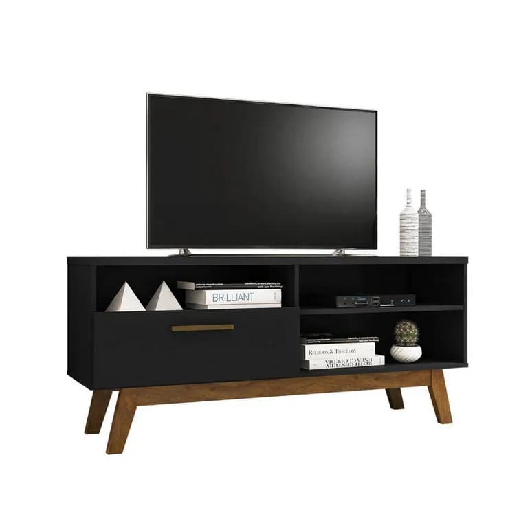 Rack TV 55" Paladio Negro 59x136x38 cm