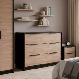 Comoda 2 Puertas 4 Cajon(es) Kaia 107x77.6x41.6 cm Chocolate/Miel