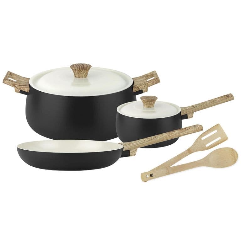 Bateria de Cocina 7 Piezas Aluminio forjado Biella Negro