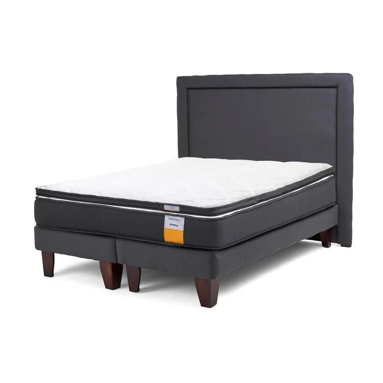 Cama Europea Funcional 2 Pl Plus + Respaldo + Topper
