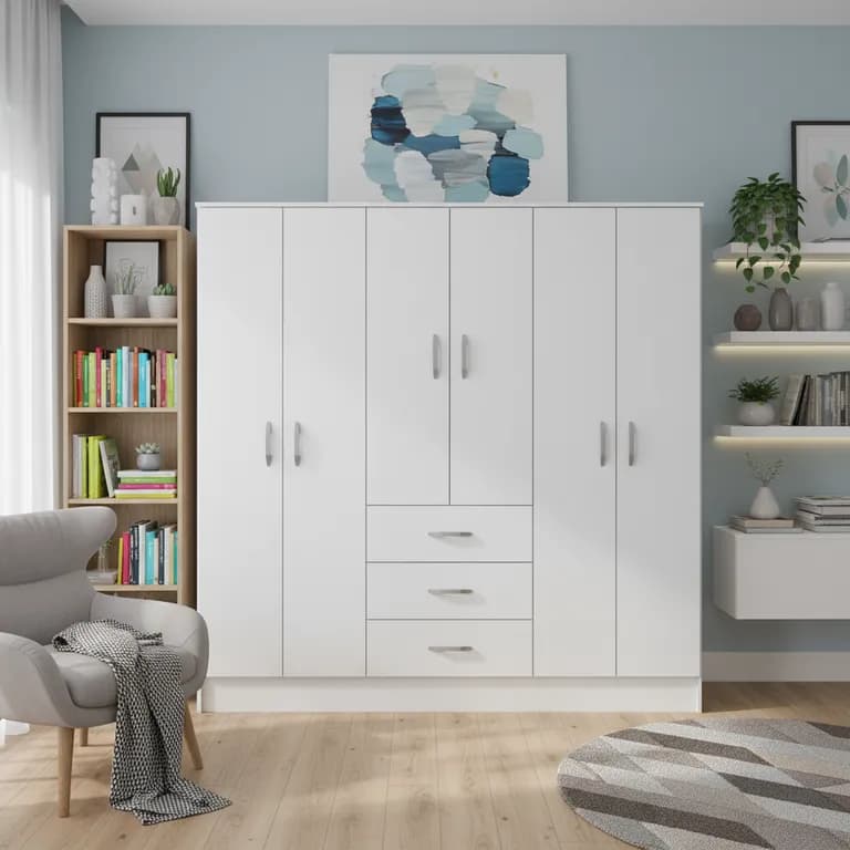 Closet Maipo 6 Puerta(s) 3 Cajon(es) 2 Repisa(s) 180x180x47 cm Blanco