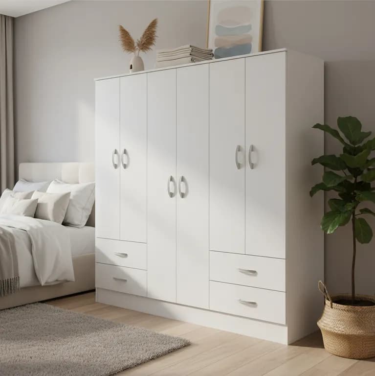 Closet Maipo 6 Puerta(s) 4 Cajon(es) 4 Repisa(s) 180x180x47 cm Blanco