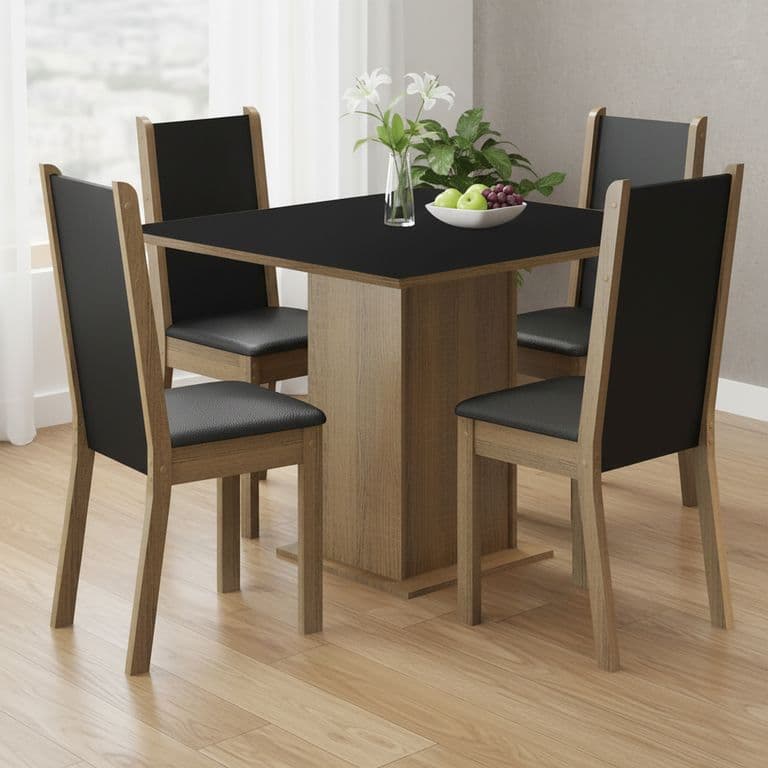 Juego de Comedor Lilo Greco 4 Sillas Mesa Cuadrada 90x78x90 cm Cafe