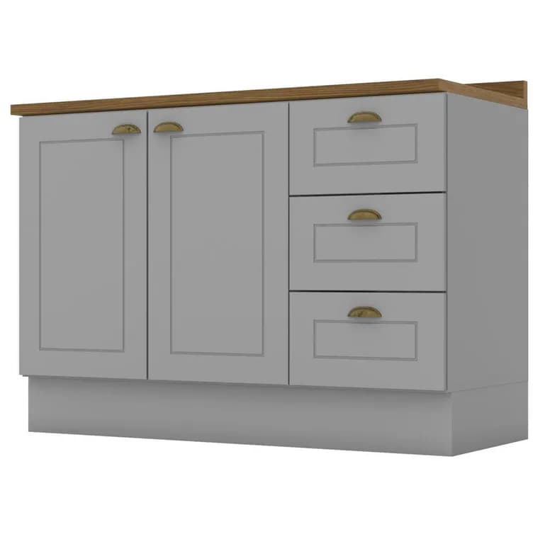 Mueble base 2 puertas 3 cajones gris Americana 120cm