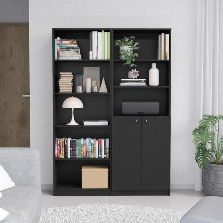 Combo estante 62cm + estante 2 puertas wengue