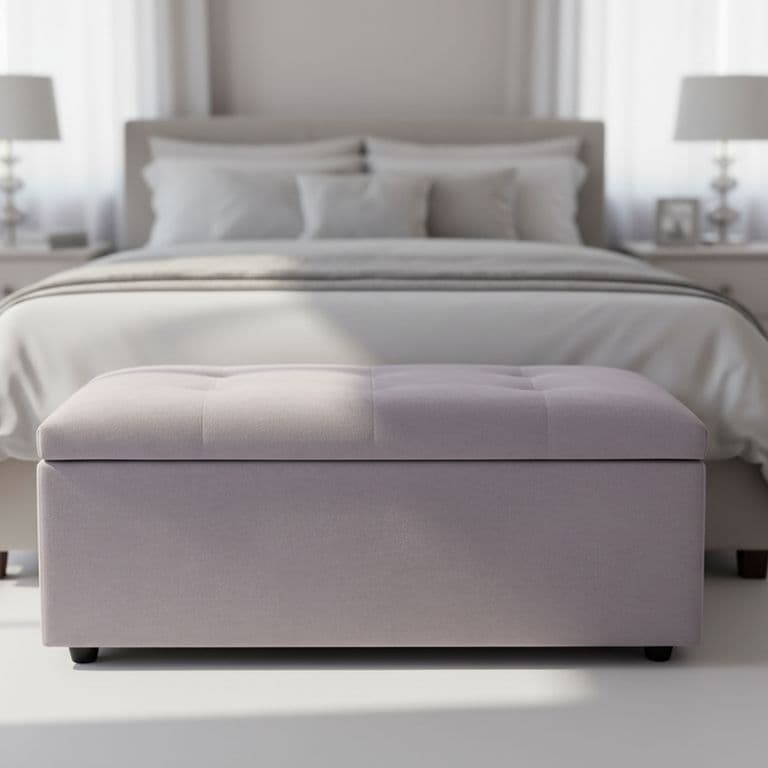 Banqueta Baul Felpa Gris