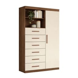 Comoda 1 Puerta 6 Cajon(es) Maraba 96.2x163.5x40 cm Beige/Cafe