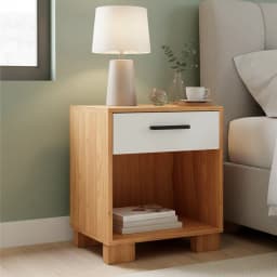 Velador 1 Cajon(es) Londrina 45x53x35 cm Blanco - Canela