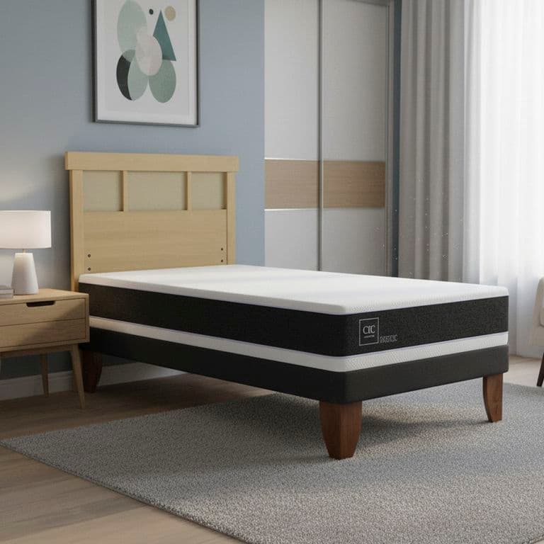 Cama Europea Ortopedic 1.5P Respaldo Dublin Mostaza