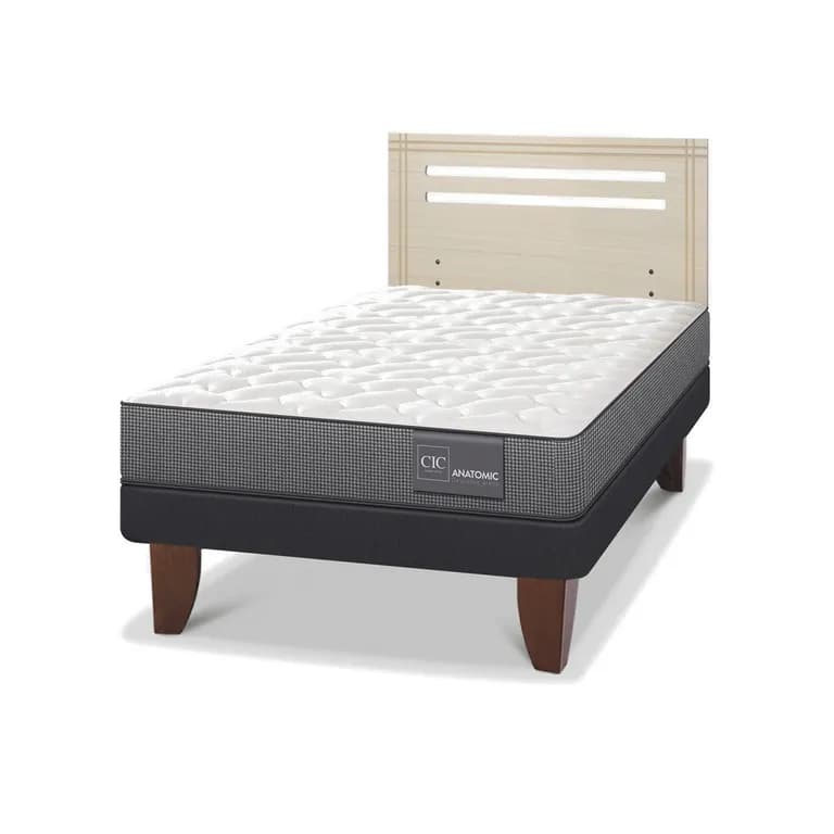 Cama Europea Anatomic 1.5P Respaldo Munich Alpino