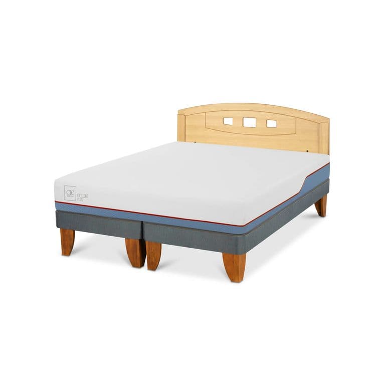 Cama Europea Excellence Plus 2P Bd Respaldo Gales Mostaza