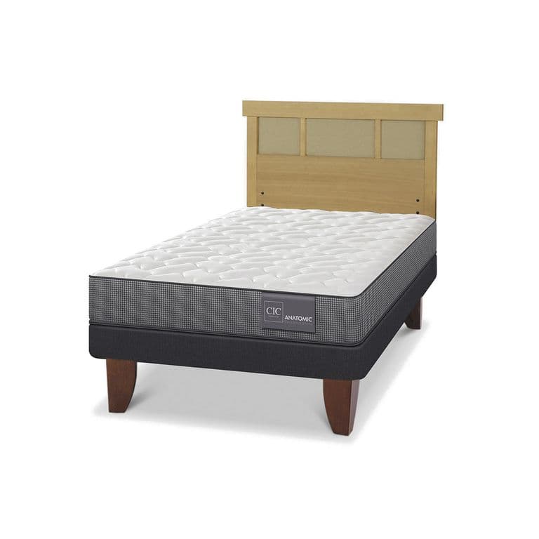 Cama Europea Anatomic 1.5P Respaldo Dublin Mostaza