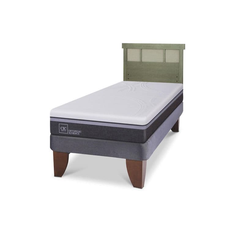 Cama Europea Ortopedic Advance 1.5P Respaldo Dublin Olivo