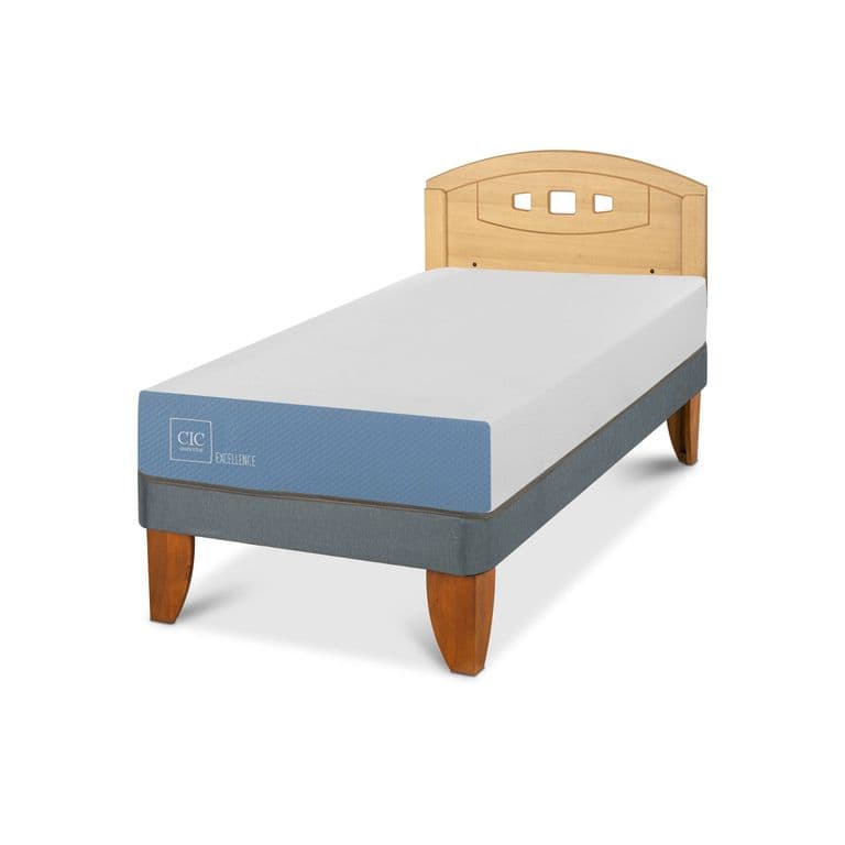 Cama Europea Excellence 1P Respaldo Gales Mostaza