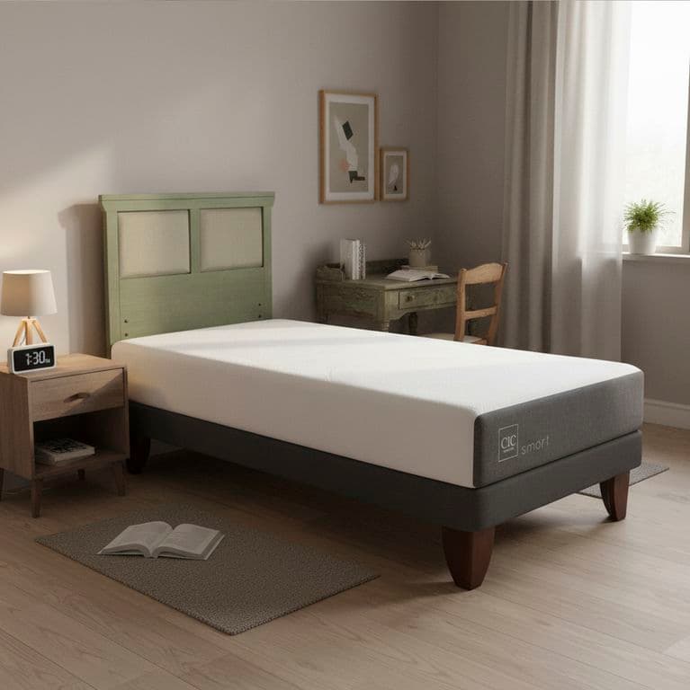 Cama Europea Smart 1P Respaldo Torino Olivo