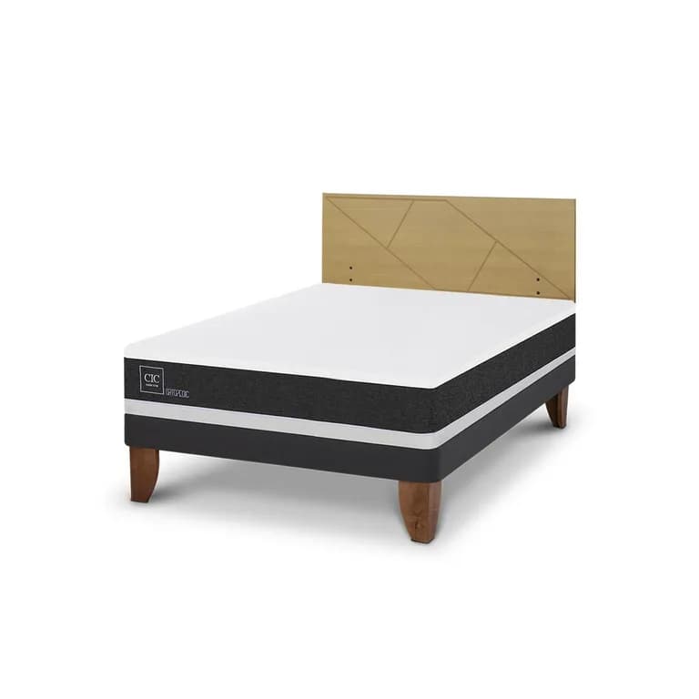 Cama Europea Ortopedic 2P Bn Respaldo Villarrica Mostaza