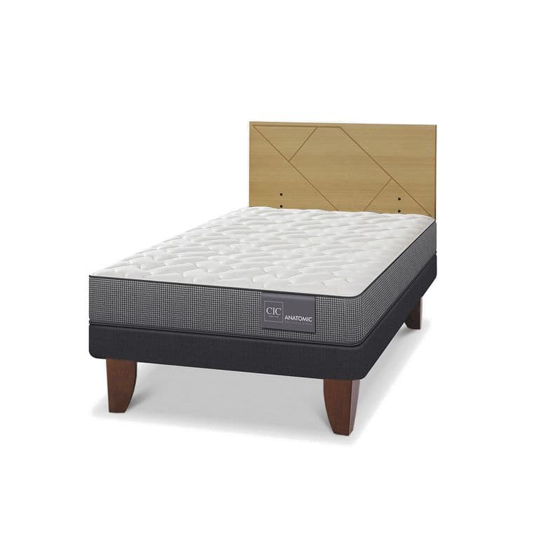 Cama Europea Anatomic 1.5P Respaldo Villarrica Mostaza