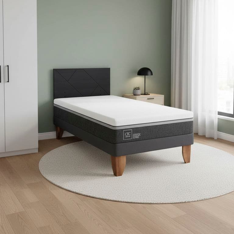 Cama Europea Ortopedic Advance 1.5P Respaldo Villarrica Negro