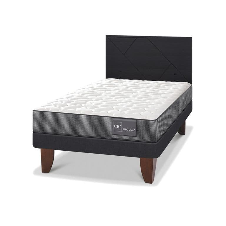 Cama Europea Anatomic 1.5P Respaldo Villarrica Negro