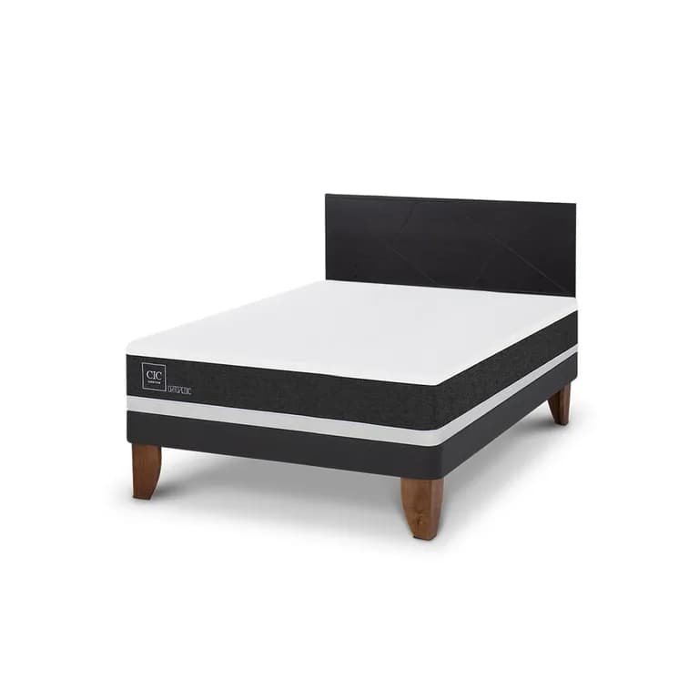 Cama Europea Ortopedic 2P Bn Respaldo Villarrica Negro