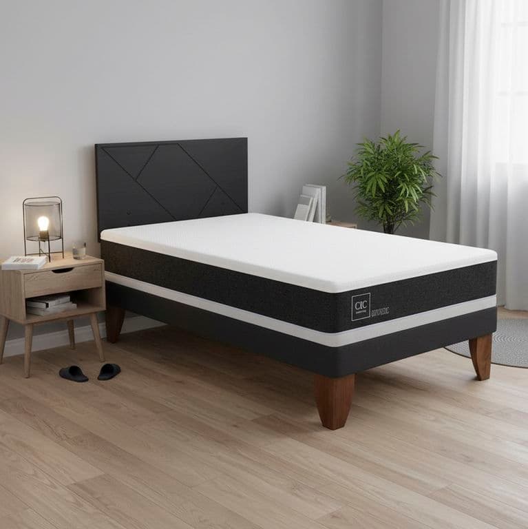 Cama Europea Ortopedic 1.5P Respaldo Villarrica Negro