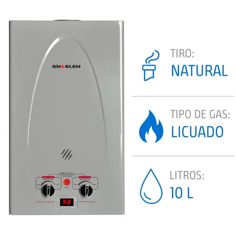 Calefont 10 Litros Gas Licuado Tiro Natural Ionizado