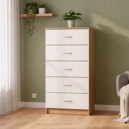 Comoda 5 Cajon 5 Cajones 55x110x40 cm Bicolor