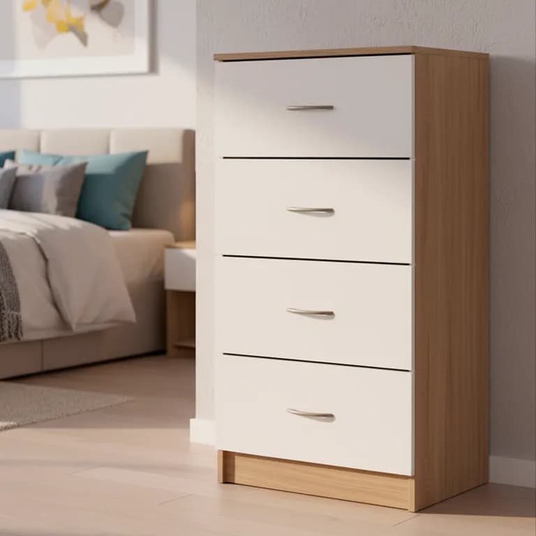 Comoda 4 Cajon 4 Cajones 50x105x32 cm Bicolor