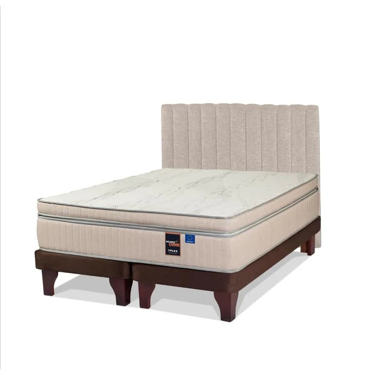 Cama Europea Maximo Cobre 2 Plazas/Respaldo Tubular Beige