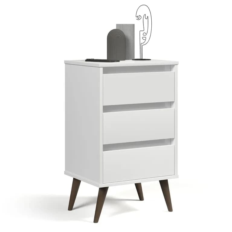 Velador 3 Cajon(es) Wood 43.5x71x36 cm Blanco