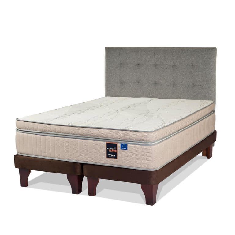 Cama Europea Maximo Cobre 2 Plazas 150X200 Cm + Respaldo Design Gris