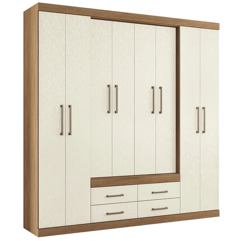 Closet 8 Puerta(s) 4 Cajon(es) 11 Repisa(s) 212x217.6x46.3 cm Cafe Blanco crema