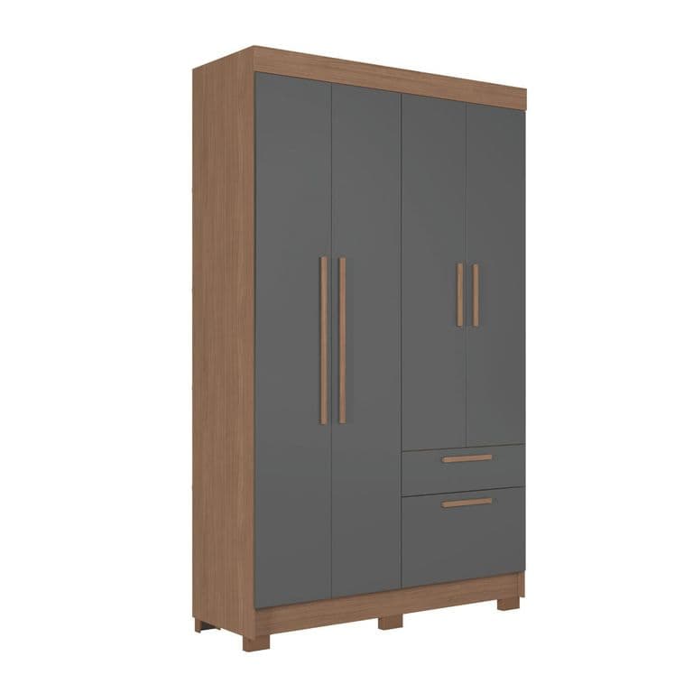 Closet 4 Puerta(s) 2 Cajon(es) 4 Repisa(s) 130x214x46 cm Gris