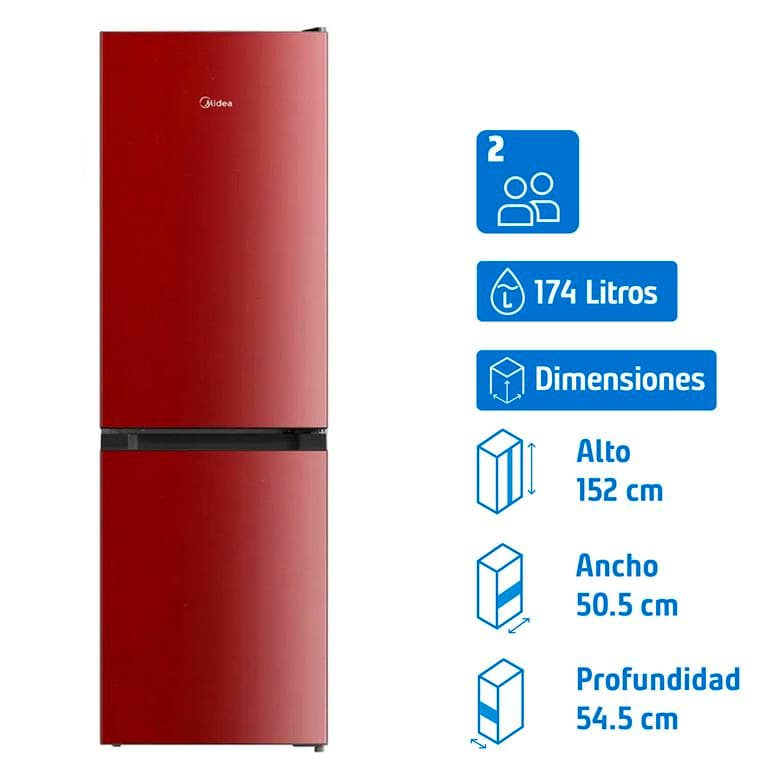 Refrigerador Bottom Freezer Frio Directo 174 Litros Rojo MDRB241FGE13M