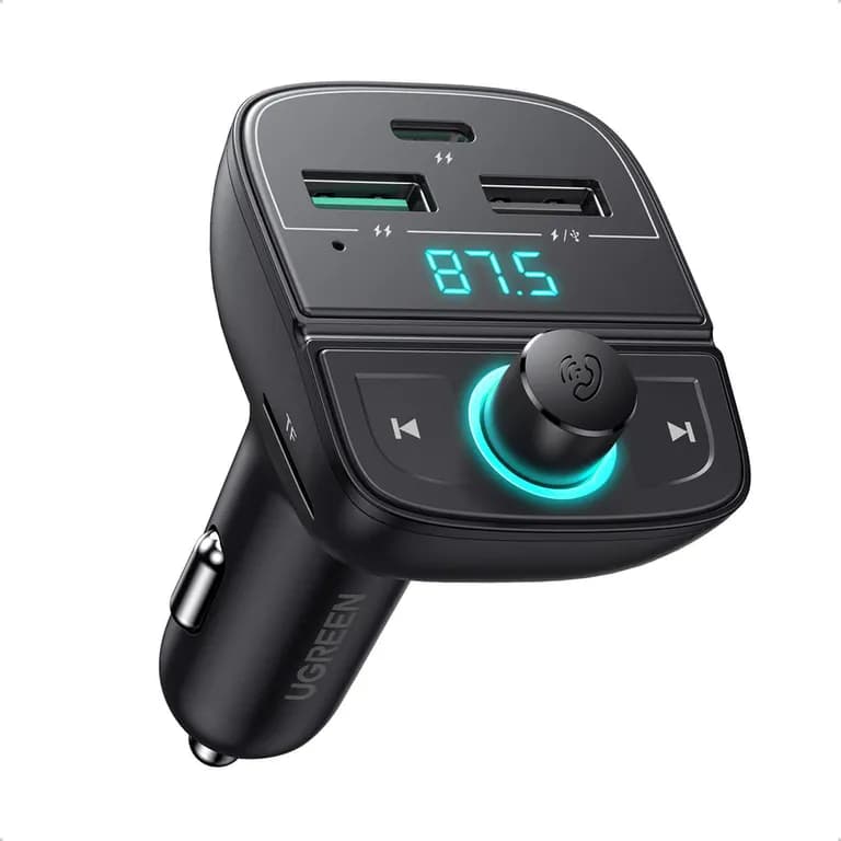 Transmisor de Audio FM Bluetooth 5.0 para Automovil, 2 USB-A + 1 USB-C, Slot MicroSD CD229