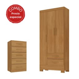 Combo closet 3 puertas 2 cajones + comoda 5 cajones