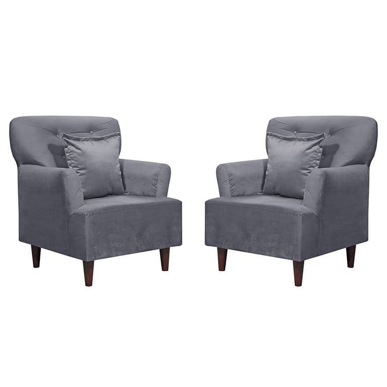 Set 2 Poltronas 1 cuerpo York 75x92x55 cm Gris Oscuro