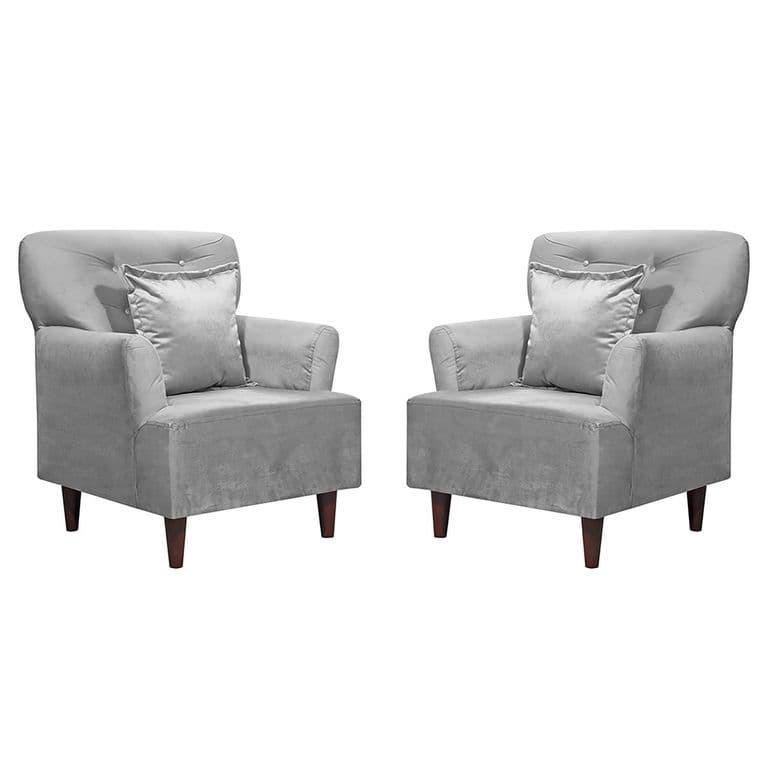 Set 2 Poltronas 1 cuerpo York 75x92x55 cm Gris