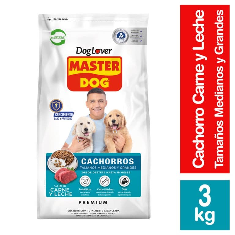 Alimento Seco para Perro Cachorro Sabor Carne y Leche 3 Kg