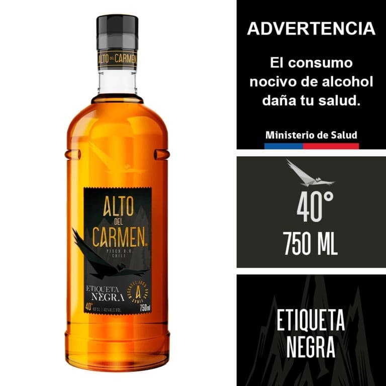 Pisco Alto Del Carmen Etiqueta Negra 40 700 cc 750 ML
