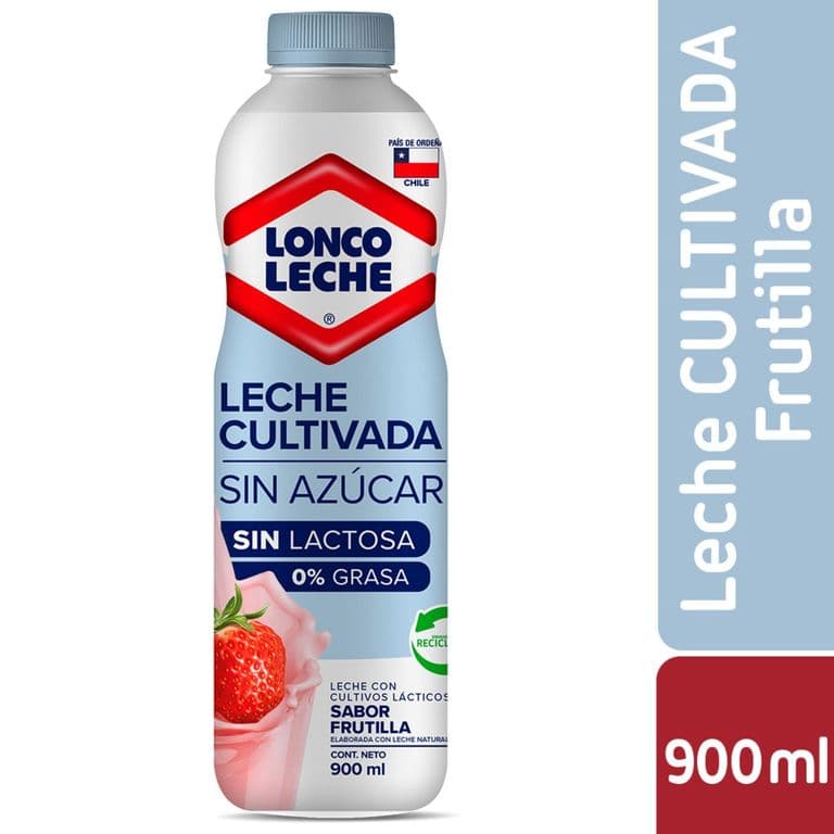 Leche Cultivada Light Sabor Frutilla Loncoleche 900 ml